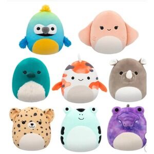 Squishmallow‎ 5" Mini Plush 8-Pack Exotic Animals Valentines Gift Soft Toys
